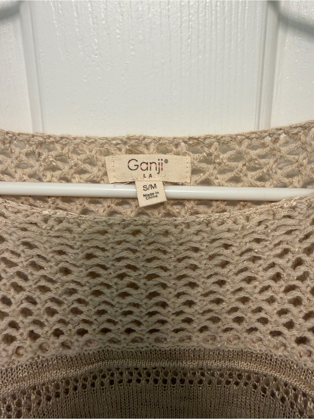 Beige Crochet Knit Women's Sweater - S/M - Picture 3 of 3